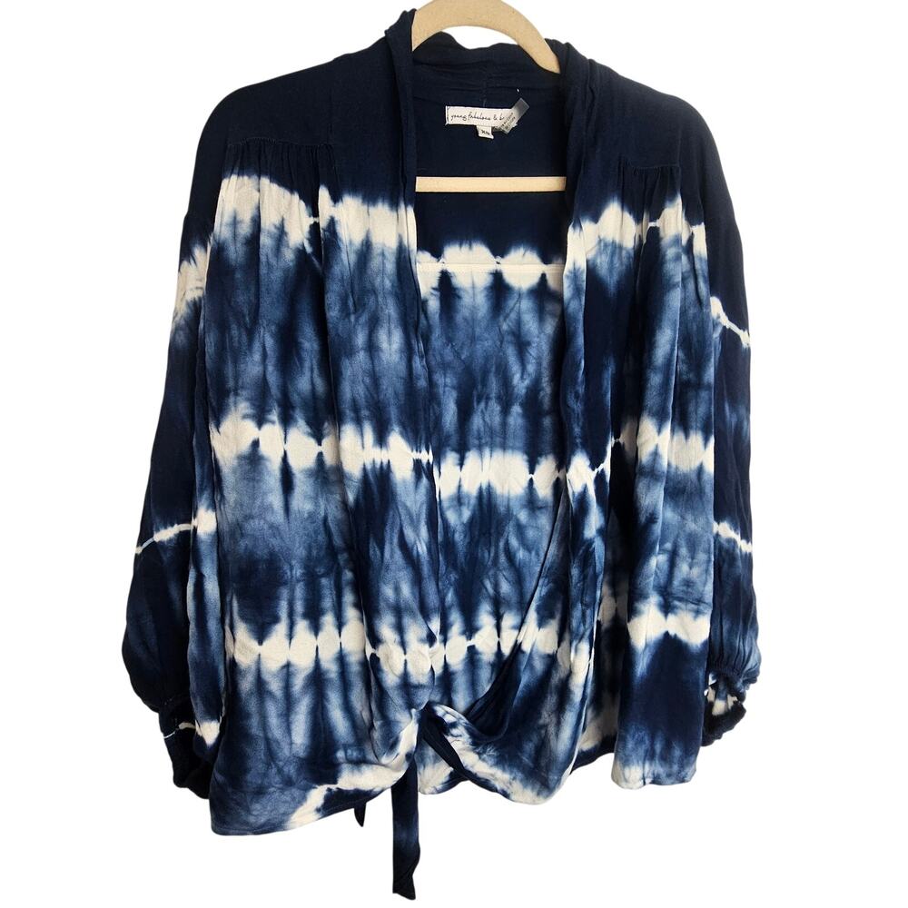 YFB Young Fabulous & Broke Womens Tie Dye Cardigan Top XS Tie Front Hippie Boho